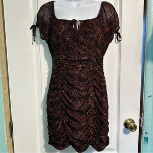 🎀Elegant Brown Ruched Dress